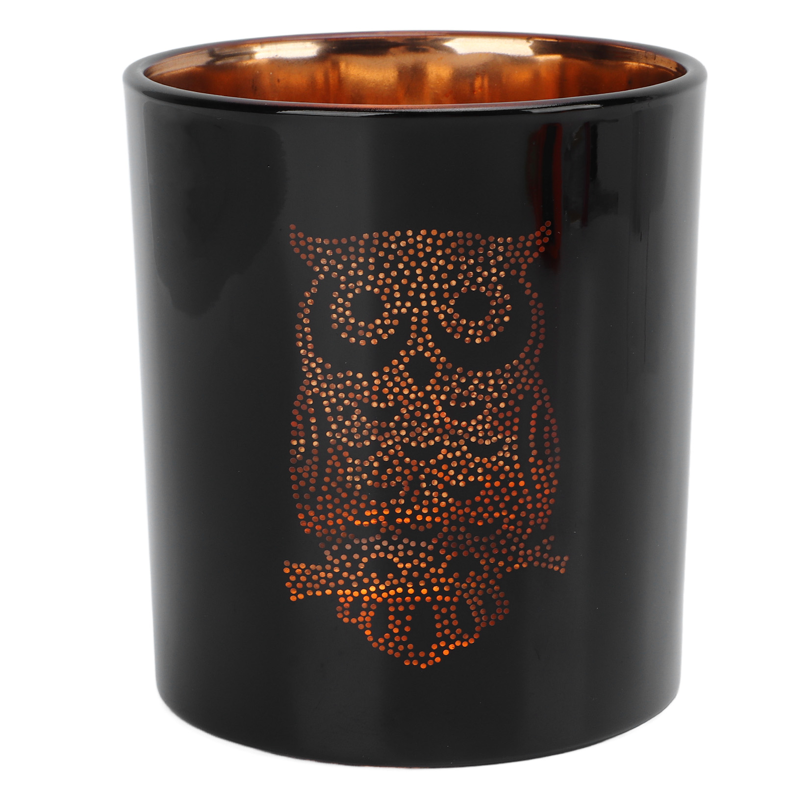Glass Votive Candle Holder Night Owl Durable Odorless Black