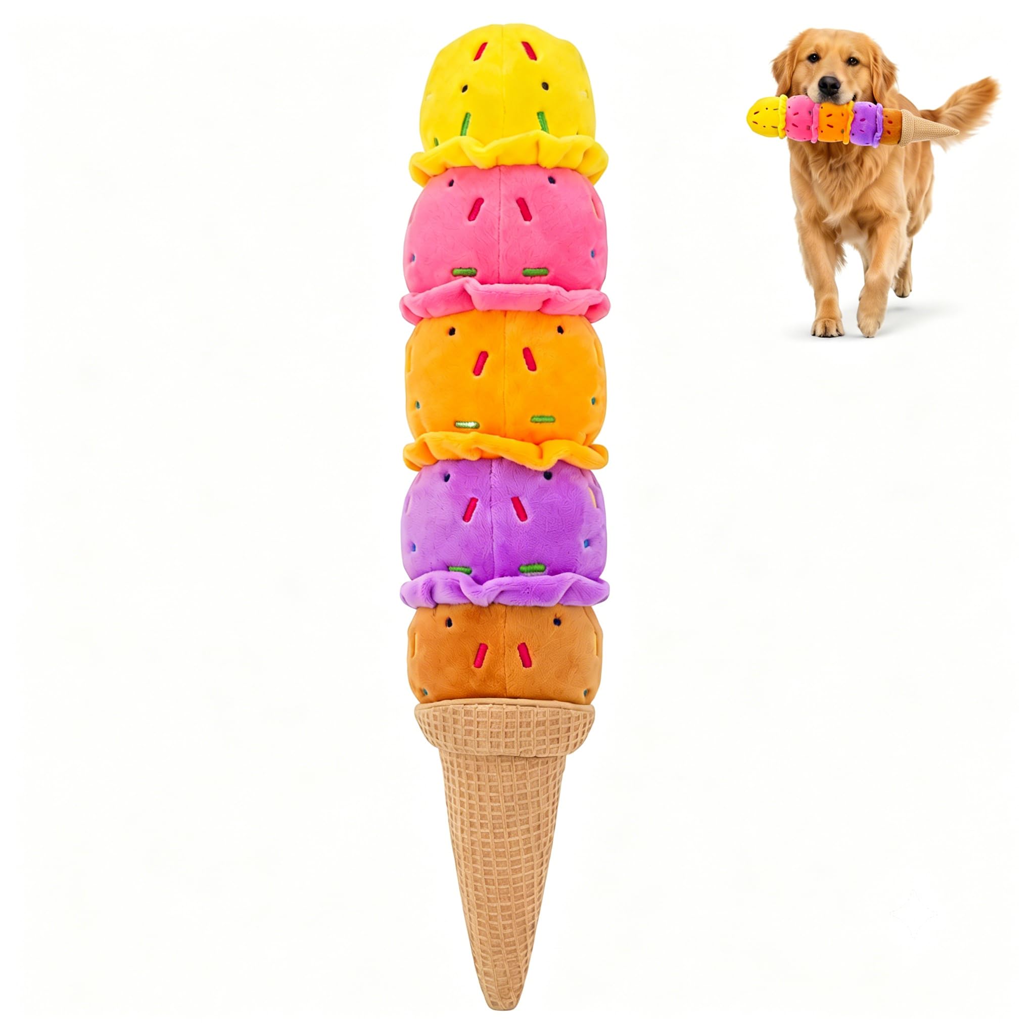 Squeaky Dog Plush Chew Toy, Interactive Tug Squeaky Toy For