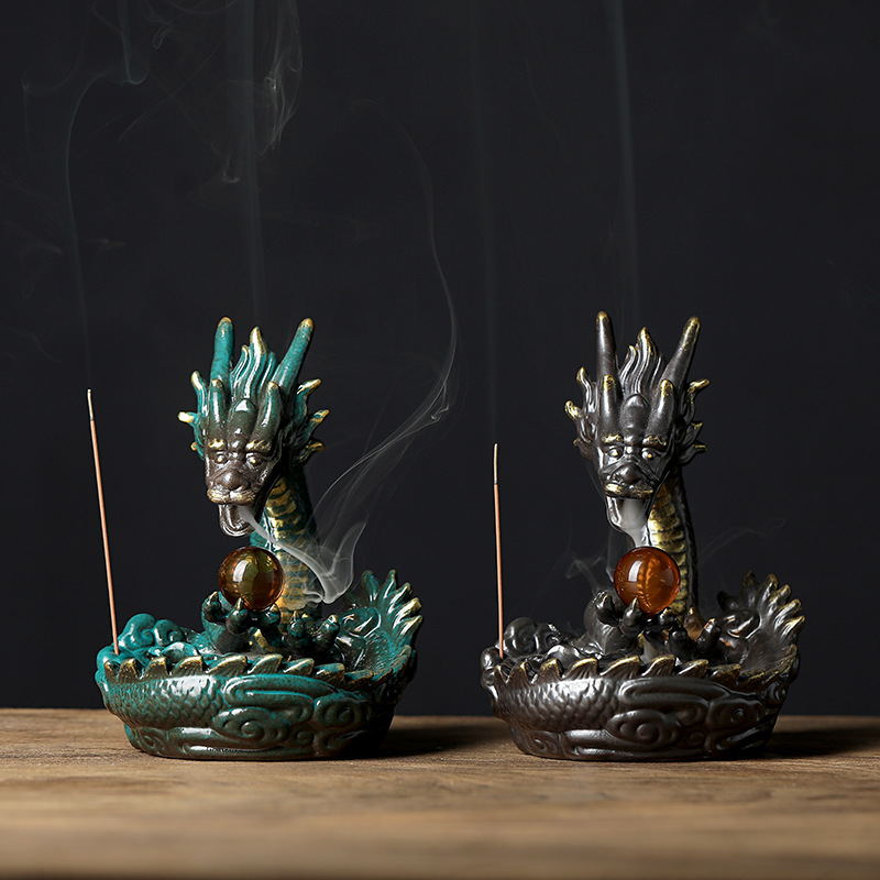 Zisha Ceramic Dragon Reverse-flow Incense Burner