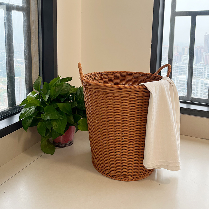 Woven Rattan Hand-braided Laundry Basket Storage Bin