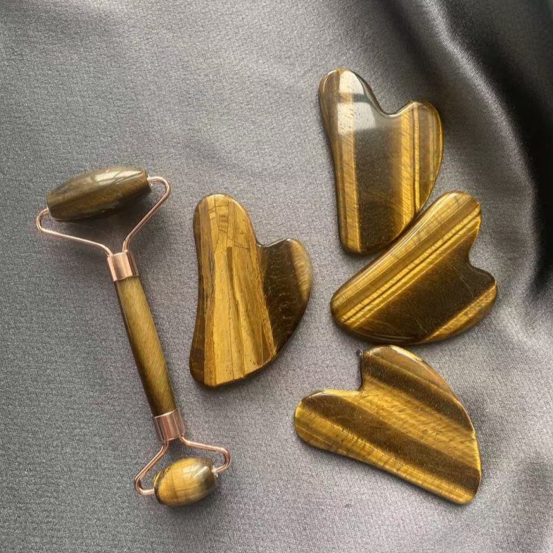 Natural Tiger Eye Stone Gua Sha Set
