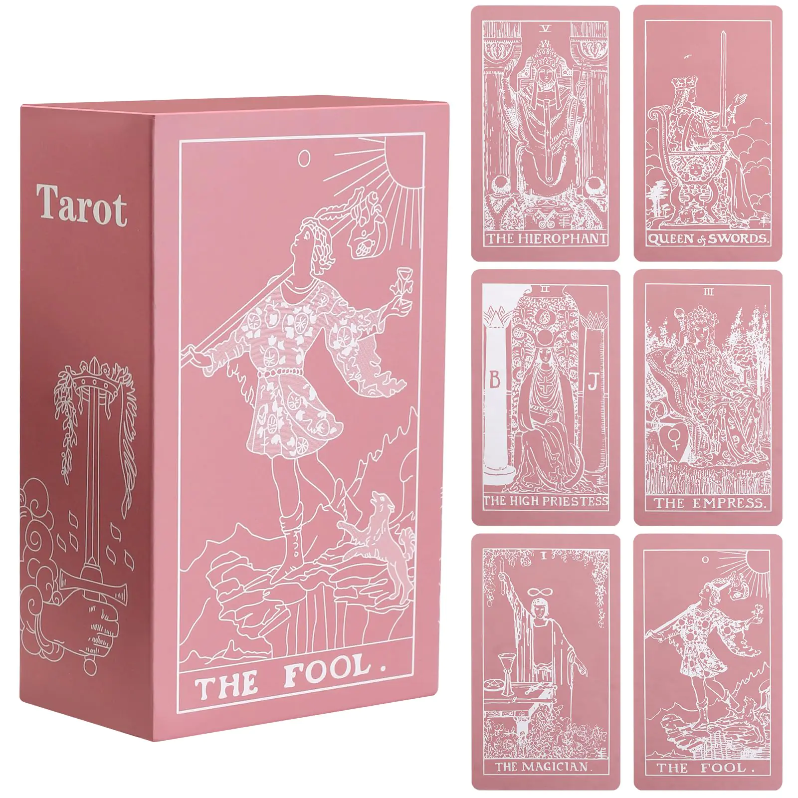 Erbacan Classic Pink Tarot Cards with Guidebook-Tarot Cards